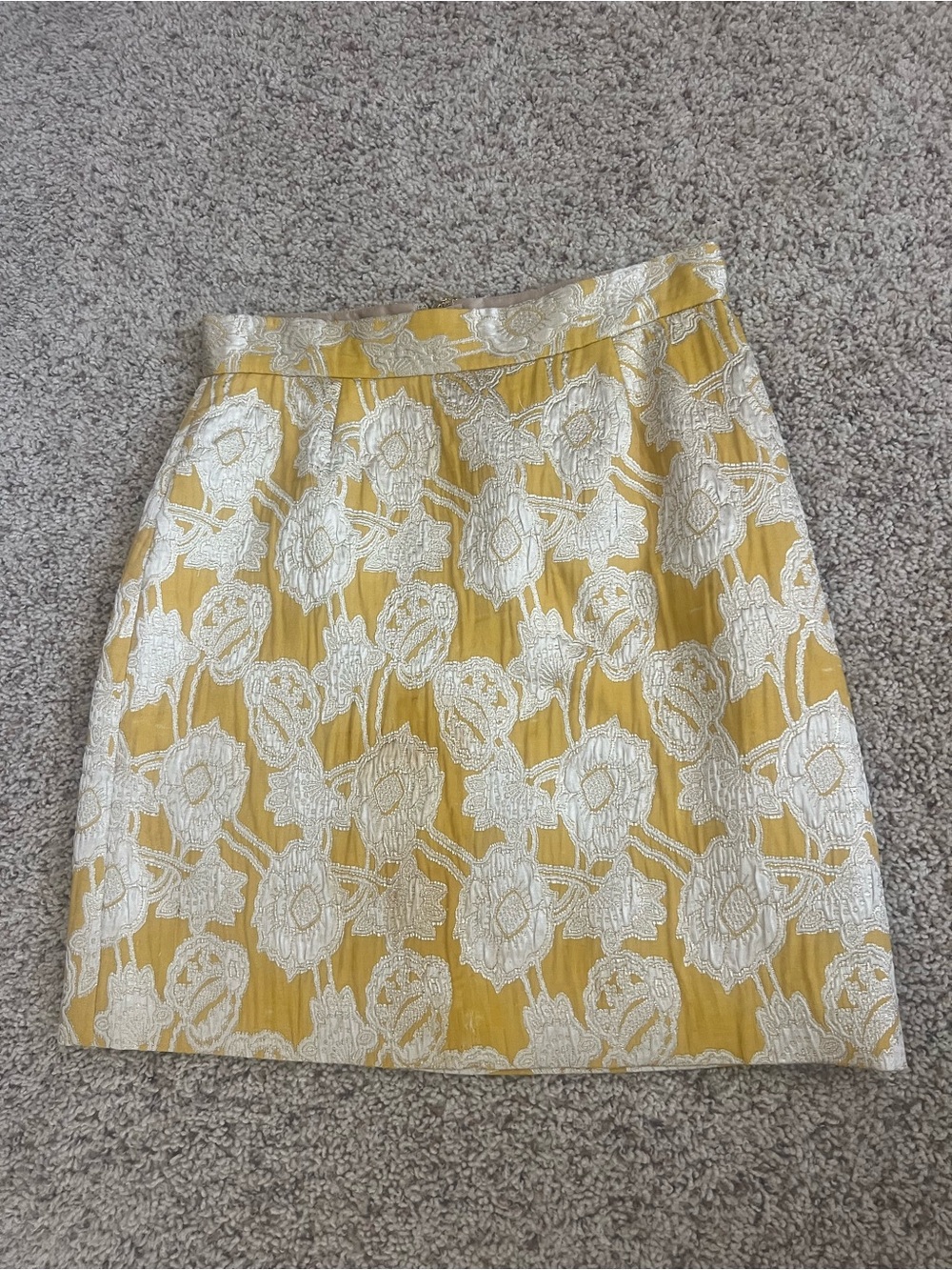 Kate Spade Yellow and White Floral Jacquard Mini Skirt